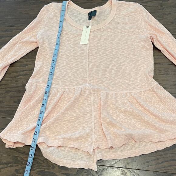 Anthropologie Left of Center Rose Pink Soft Waffle Top Size Small NEW - Picture 6 of 7